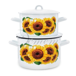 Эмаль набор посуды Эстет 2 предм. кастрюли цилиндрические с металл. крышками 2,9л, 4,3л Подсолнухи Эстет ЭТ-72455