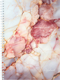 Тетрадь  96 листов А4 Бело-розовый мрамор, гребень 96-8363