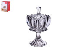 Ваза стеклянная на ножке с крышкой 105мм h-170мм, в п/у Коралл 9105