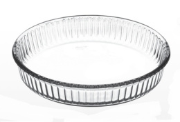 Форма для запекания стеклянная жаропрочная круглая d-26см 1,72л рифленая Borcam 59044