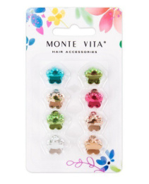 Крабы для волос Monte Vita набор  8шт. зеркальный ассорти, 1см 457030