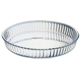 Форма для запекания стеклянная жаропрочная круглая d-32см h-4,5см 2,95л рифленая Borcam 59014