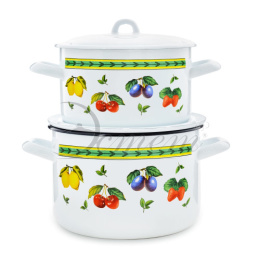 Эмаль набор посуды Эстет 2 предм. кастрюли цилиндрические с металл. крышками 2,9л, 4,3л Фруктовое ассорти Эстет ЭТ-72539