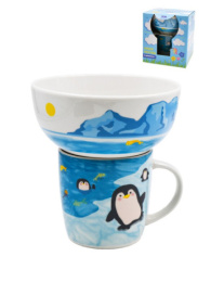 Набор детской посуды фарфоровой 2 предмета Пингвинчики, в п/у Lavenir 2-1707