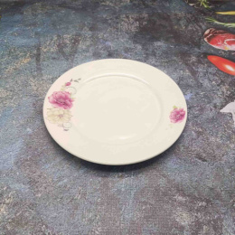 Тарелка фарфоровая мелкая 220мм белая с узором Цветочная фантазия Радужный Дом РД85219