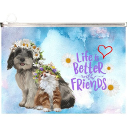 Папка-карман на молнии А4 Devente Life is better with friends 180мкм, с расширением, непрозрачная 3072115