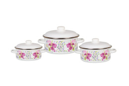 Эмаль набор посуды №05 3 предм. кастрюли цилиндрические с металл. крышками 2л, 3л, 4л Мозаика СтальЭмаль 1KB051M