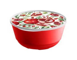 Миска пластиковая с крышкой 1,0л Бергамо с декором, красный IDIland 221165606/03