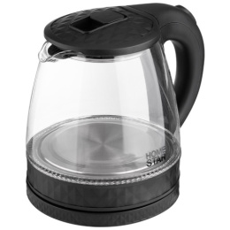 Чайник электрический 1,2л 1500Вт, HS-1053, стеклянный, диск, черный HomeStar 106463