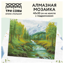 Алмазная мозаика на подрамнике 40х50см Горная река Три совы АМП4050_47611