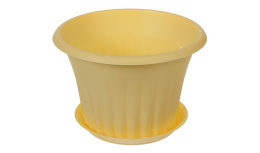 Кашпо пластиковое Кэрол с поддоном 0,45л d-12см h-8см банановый Idea М3153