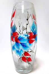 Ваза для цветов стеклянная бочонок h-26см Flora Декабрь, прозрачный/художка, в п/у Декор-Стиль Н 43966