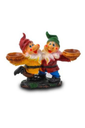 Зоокашпо декоративное гипсовое Два гнома-подставка 47х34см ГусьДекорЛюкс 5КП37