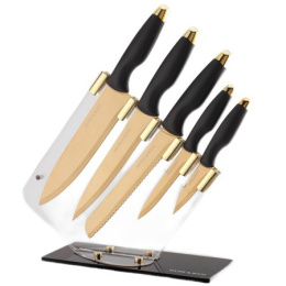 Набор ножей  6 предм. 5 ножей с пластиковыми ручками + пластиковая подставка Mayer & Boch 40607