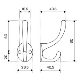 Крючок-вешалка Стандарт 603 AB старая бронза, 2-х рожковый, европакет Стандарт 42751