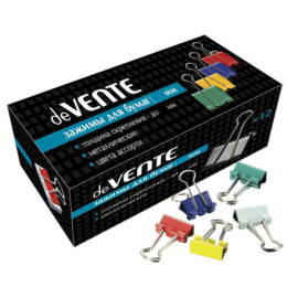 Зажим 19мм Devente, металлический, цветной, ассорти 4131314 ЦЕНА ЗА УПАКОВКУ