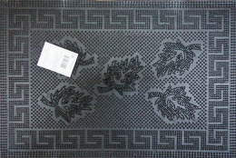 Коврик придверный резиновый Pin Mat 40х 60см Пять листьев, черный ComeForte