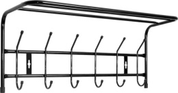 Вешалка настенная металлическая с полкой 6 крючков 60,5х26,5х24,5см, черный Nika ВП6М/Ч