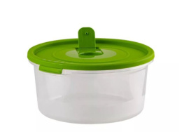 Контейнер для СВЧ пластиковый 1,6л круглый с паровыпускным клапаном Смайл, цвет крышки в ассортименте Полимербыт С522