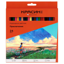 Карандаши цветные 24 цвета Красин Приключения, шестигранные КР-240200