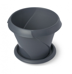 Кашпо пластиковое Флориана с поддоном 2,8л d-21,5см h-16см серый Martika С386/СЕР