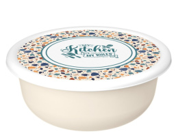 Миска пластиковая с крышкой 3,2л Modena с декором Терраццо, светло-бежевый Homver 223134025/01