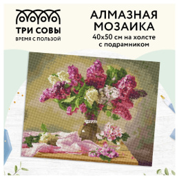 Алмазная мозаика на подрамнике 40х50см Букет сирени Три совы АМП4050_47605