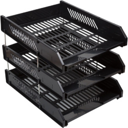 Лотки для бумаг 3 секции Devente, черный 3040403