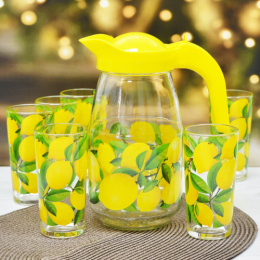Набор стеклянный  7 предметов (кувшин + 6 стаканов) Лимоны, в п/у Декостек 1607/6-Д