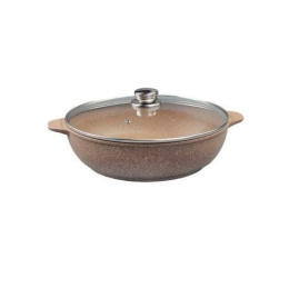 Жаровня алюминиевая литая с антиприг. мраморным покрытием Алтай d-26см со стеклян. крышкой с двумя ручками Гардарика 1826-07-10