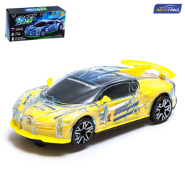 Машина электрифицированная Crazy race, гонки желтый, 15,5х6,8х4см, свет, русская озвучка, в коробке Автоград 7667651