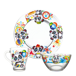 Набор детской посуды стеклянной 3 предмета Давай поиграем, в п/у Декостек 1220-Д