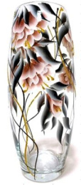Ваза для цветов стеклянная бочонок h-26см Flora Волшебный, прозрачный/художка, в п/у Декор-Стиль Н 43966