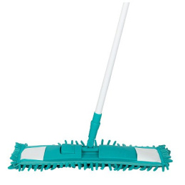 Швабра для пола плоская с насадкой из микрофибры (лапша) с карманами, с телескопической металлической ручкой, бирюзовый Рыжий кот MopM4/310416