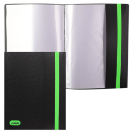 Папка с  20 файлами Devente Monochrome А4 500мкм, непрозрачная черная с неоновым зеленым 3101925