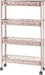 Этажерка четырехсекционная пластиковая Prima прямоугольная длинная на колесах 58х18х93,5см бежевый топаз Keeplex Light KL283112005