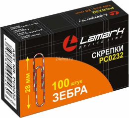 Скрепки 28мм 100шт. Lamark Зебра 128/80500