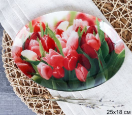 Блюдо стеклянное овальное 250х180мм Grey Тюльпаны White Lily S450110AW HH326/731765/756797