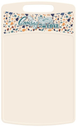 Доска разделочная пластиковая 335х220х4мм с прорезной ручкой Bergamo с декором Терраццо, светло-бежевый Homver 223134225/01