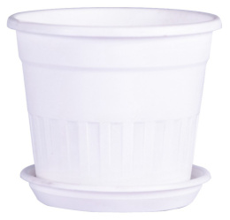 Кашпо пластиковое Гамма №1 с поддоном 0,75л 12х12х11см белый Ар-Пласт 07001