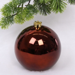 Елочный шар пластиковый 15см Глянец, шоколад Серпантин 652-395