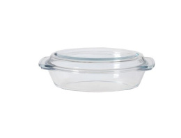 Утятница стеклянная жаропрочная овальная с крышкой 3,0л 35х22х13см Appetite PL18