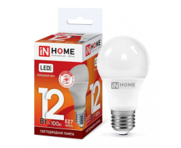 Лампа светодиодная 12Вт (эквивалент 100Вт) 230В E27 6500К холодный свет груша In Home LED-A60-VC 0259