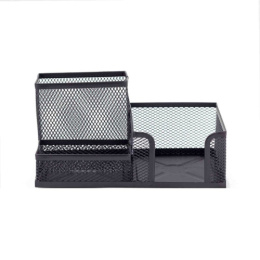 Стакан для пишущих принадлежностей Devente, 3 секции, 20х10х10см, сетчатый металлический, черный 4104720