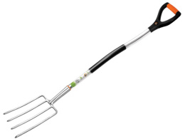 Вилы копальные 4-х рогие нержавеющая сталь алюминиевый черенок V-ручка Finland 0839