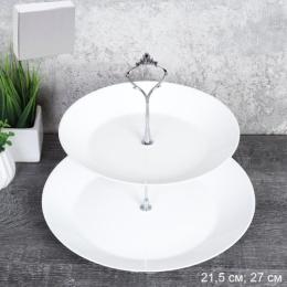 Блюдо 2 яруса стеклокерамическое 215/270мм Евро Дэй белый, в инд/у White Lily FLMLQP85/105 (WHITE)/749268