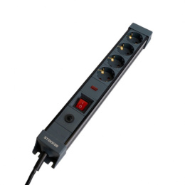 Фильтр сетевой 4 розетки  1,8м 16А с заземлением, ПВС 3 х 1, 3520Вт, Techno, черный Stekker HM22-41-02
